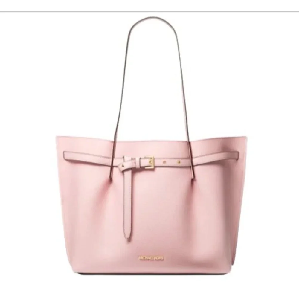 NWT Michael Kors Emilia Large East West Tote Bag Powder Blush Leather $558